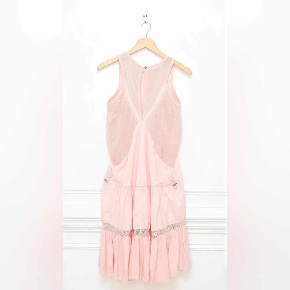 Anthropologie Daily Practice Hill Up Tiered Drop Waist Mesh Dress Pink Size XS - Picture 8 of 14